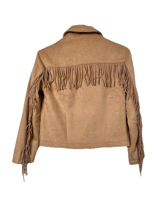 RSQ Tan Fringe  Wester Boho Jacket Women's Button Front - Picture 3 of 5